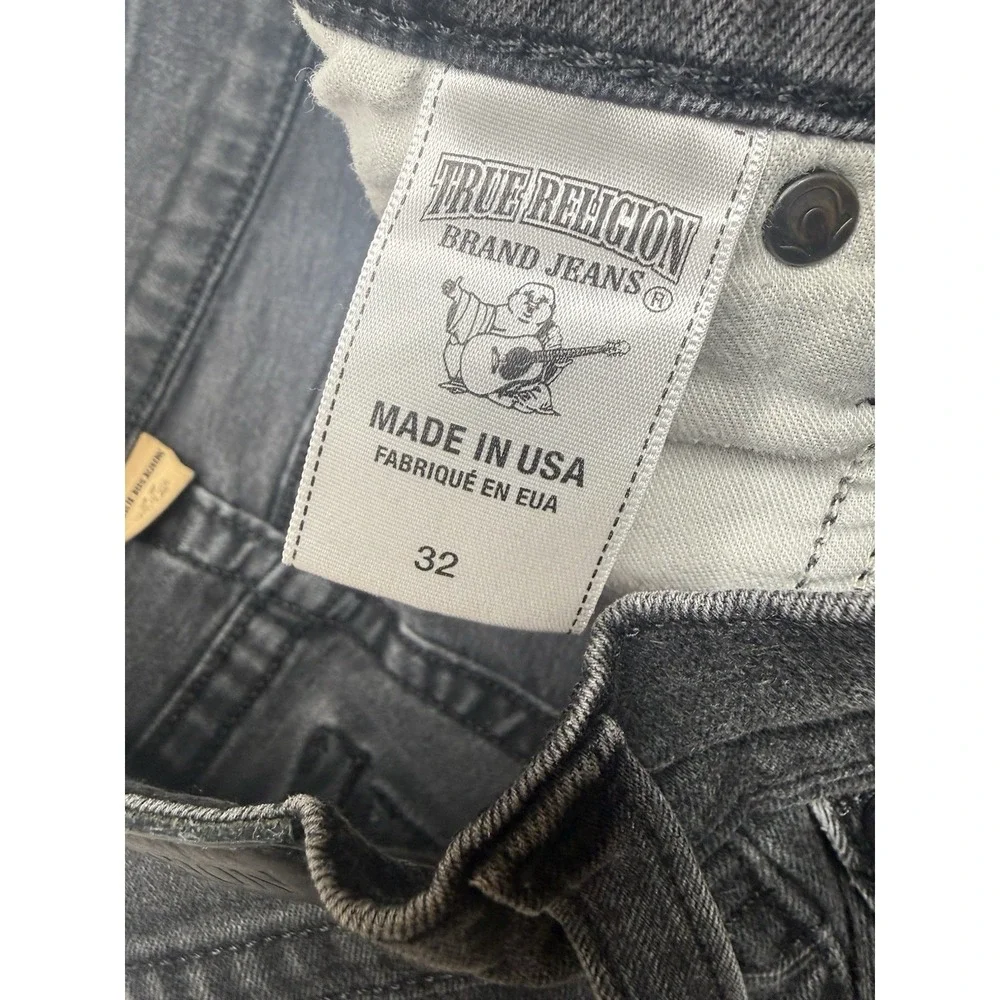 True Religion Shorts Mens 32 Black Ricky Relaxed‎ Straight Jorts Denim Cut Off